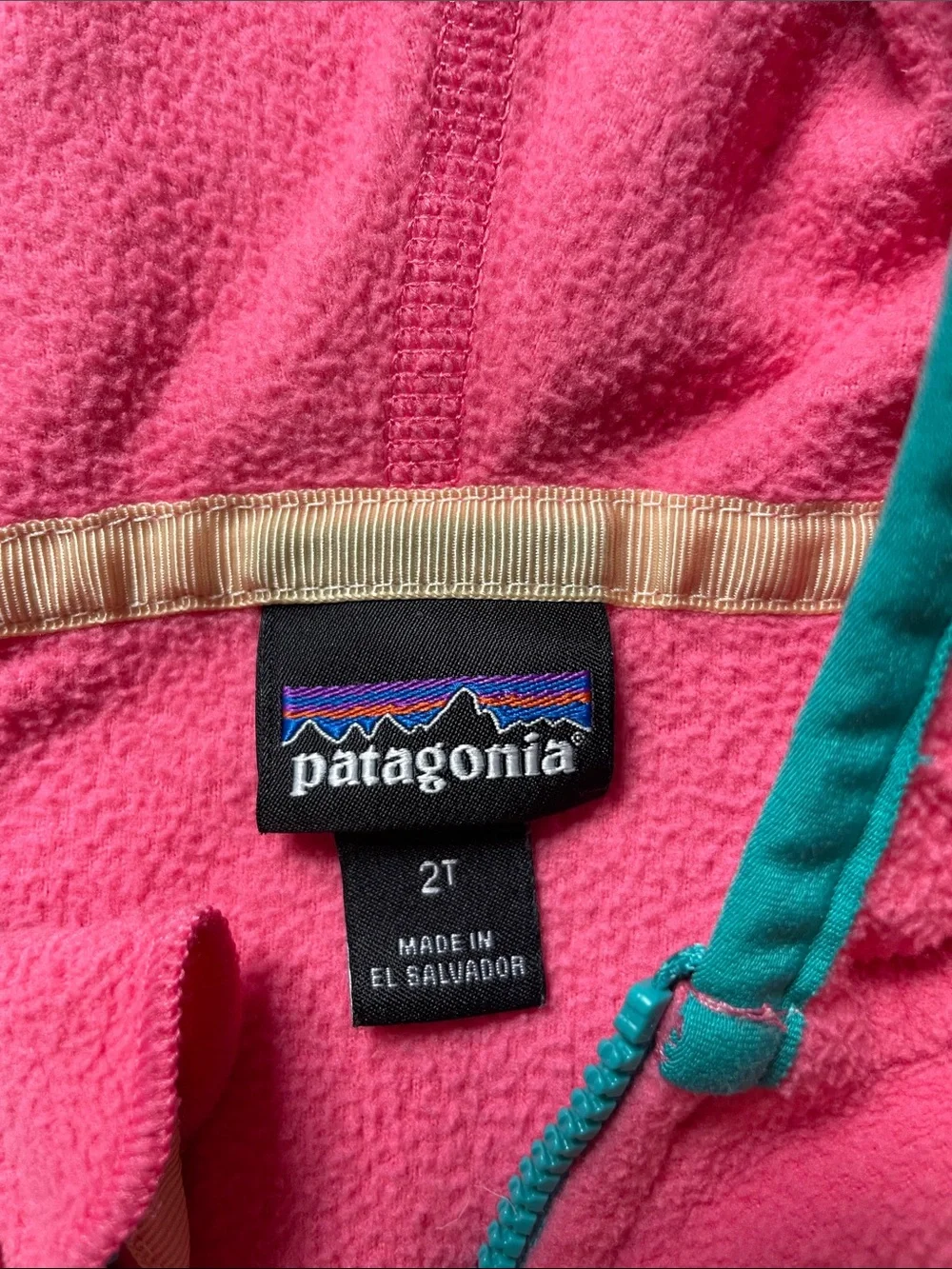 Patagonia Kids' Colorblock Fleece Hooded Jacket - Pink & Blue